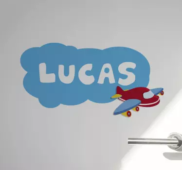 Naljepnica za djecu s imenom i avionom - TenStickers