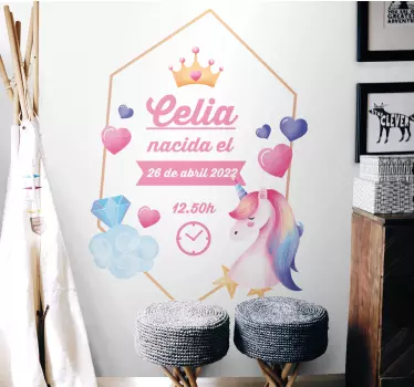 Naljepnica za djecu s informacijama o rođenju princeze - TenStickers