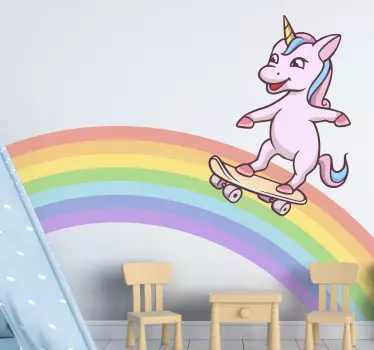 Naljepnica za djecu s jednorogom na skateboardu - TenStickers