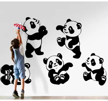 Naljepnica za djecu s maštovitim pandama - TenStickers
