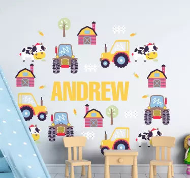 Naljepnica za djecu s personalizacijom na farmi - TenStickers