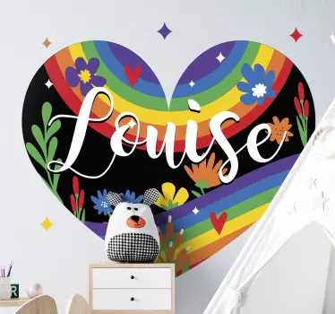 Naljepnica za djecu s personalizacijom srca i cvijeća - TenStickers