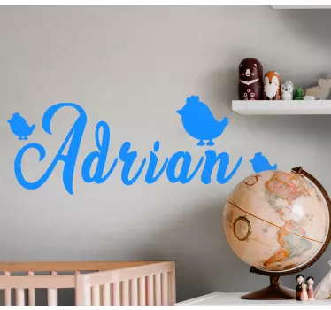 Naljepnica za djecu s personaliziranim imenom i pticama - TenStickers