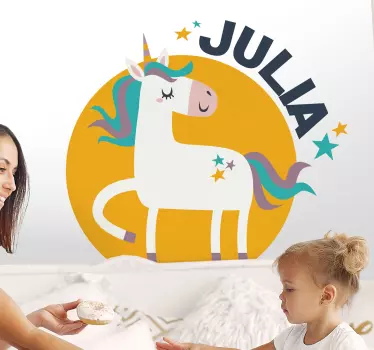 Naljepnica za djecu s personaliziranim imenom jednoroga - TenStickers