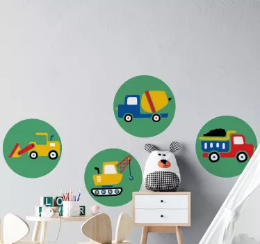 Naljepnica za djecu s prikazima građevinskih vozila - TenStickers