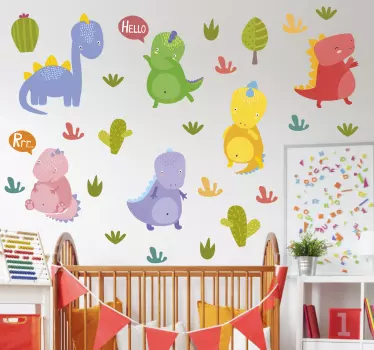 Naljepnica za djecu s vibrantnim animiranim dinosaurima - TenStickers