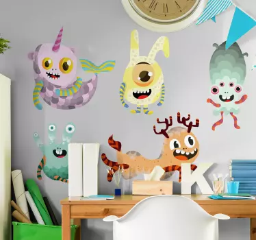 Naljepnica za djecu šarena crtana čudovišta - TenStickers