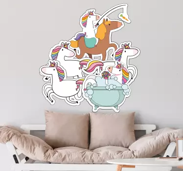 Naljepnica za djecu šarena kolekcija jednoroga - TenStickers