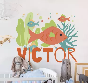 Naljepnica za djecu Šarena scena riba - TenStickers