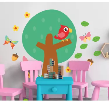 Naljepnica za djecu Šarena scena stabala - TenStickers