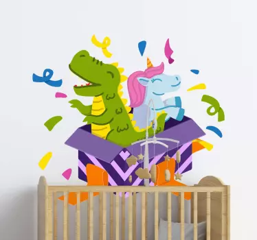 Naljepnica za djecu Šareni dinosaurus jednorog - TenStickers