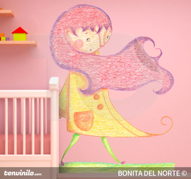 Naljepnica za djecu šareni lik djevojke - TenStickers
