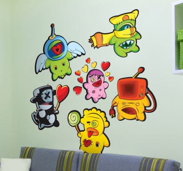 Naljepnica za djecu Šareni crtani likovi - TenStickers