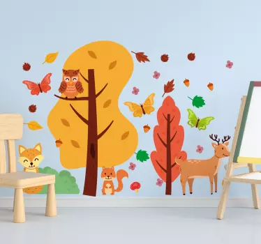 Naljepnica za djecu Šareni šumski likovi - TenStickers