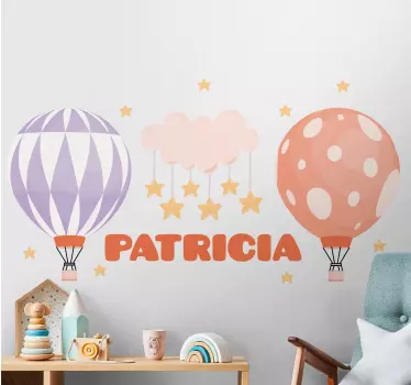 Naljepnica za djecu šareni zračni baloni s imenom - TenStickers