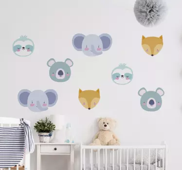 Naljepnica za djecu šarmantna lica stvorenja - TenStickers
