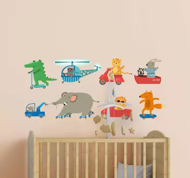 Naljepnica za djecu scena životinjske avanture - TenStickers