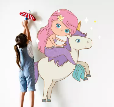 Naljepnica za djecu sirena i jednorog fantazija - TenStickers