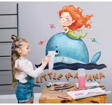 Naljepnica za djecu sirena i kit - TenStickers
