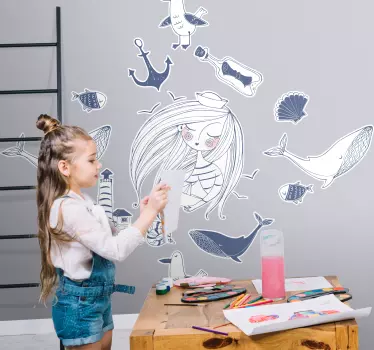 Naljepnica za djecu sirena i morska stvorenja - TenStickers