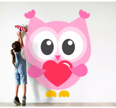 Naljepnica za djecu slatka ružičasta sova - TenStickers