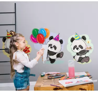 Naljepnica za djecu slatke panda proslave - TenStickers