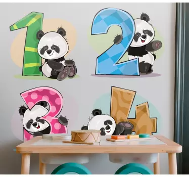 Naljepnica za djecu slatki brojevi s pandama - TenStickers