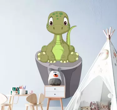 Naljepnica za djecu slatki dinosaurus sjedi - TenStickers