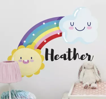Naljepnica za djecu slatki duga i sunce - TenStickers