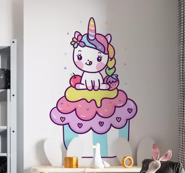 Naljepnica za djecu slatki jednorog kolač - TenStickers