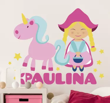 Naljepnica za djecu slatki jednorog prijatelj - TenStickers
