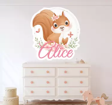 Naljepnica za djecu s imenom vjeverice iz zaljeva - TenStickers