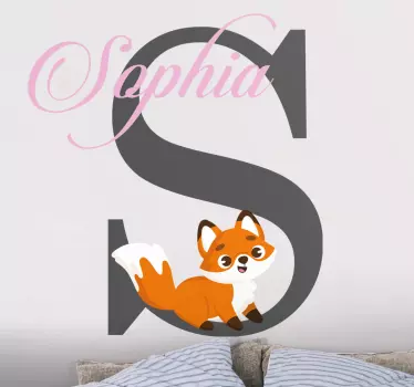 Naljepnica za djecu slatki lisac s inicijalom - TenStickers