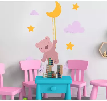 Naljepnica za djecu slatki medo s balonom - TenStickers