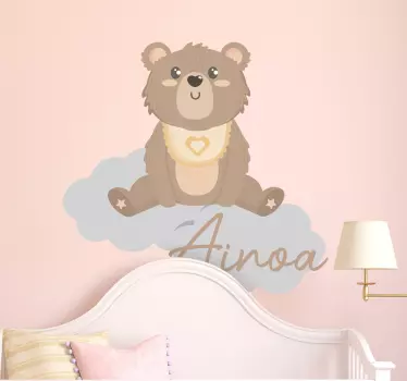 Naljepnica za djecu slatki medo s imenom - TenStickers