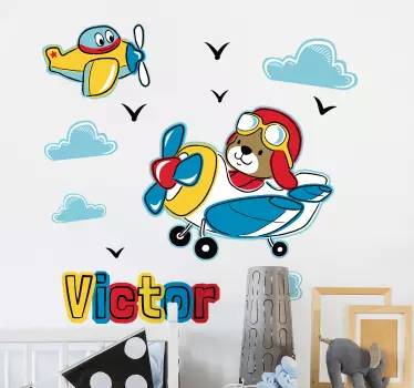 Naljepnica za djecu slatki pilotski lik - TenStickers