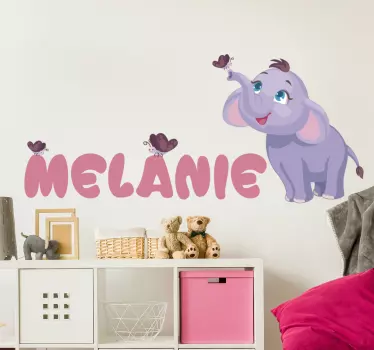 Naljepnica za djecu slatki slon s leptirima - TenStickers