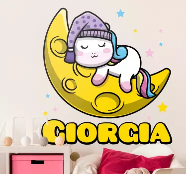 Naljepnica za djecu slatki usnuli jednorog - TenStickers