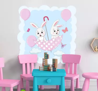 Naljepnica za djecu slatki zečji kišobran - TenStickers