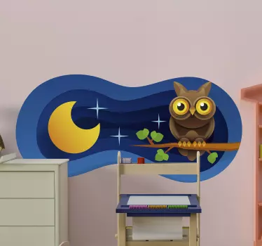 Naljepnica za djecu sova pod mjesecom - TenStickers