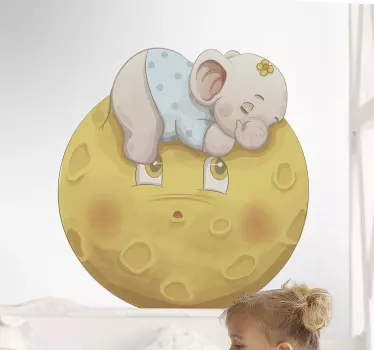 Naljepnica za djecu spavajući slon na mjesecu - TenStickers