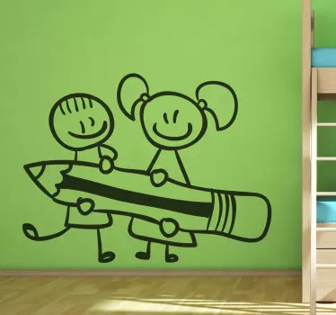 Naljepnica za djecu sretna djeca s olovkom - TenStickers