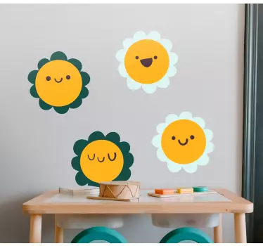 Naljepnica za djecu sretni cvjetni likovi - TenStickers