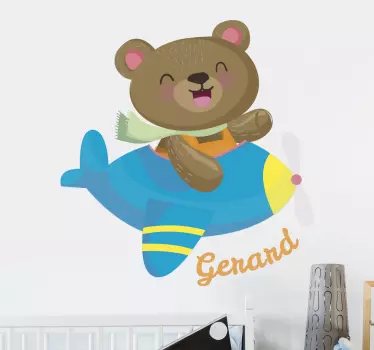 Naljepnica za djecu sretni medvjed pilot - TenStickers