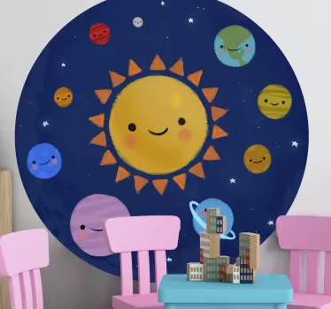 Naljepnica za djecu sretni sunčev sustav - TenStickers