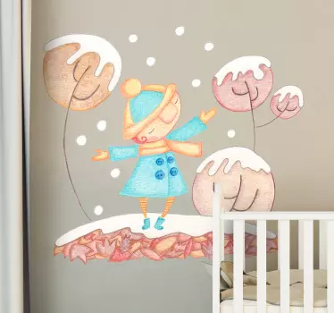 Naljepnica za djecu sretno zimsko dijete - TenStickers