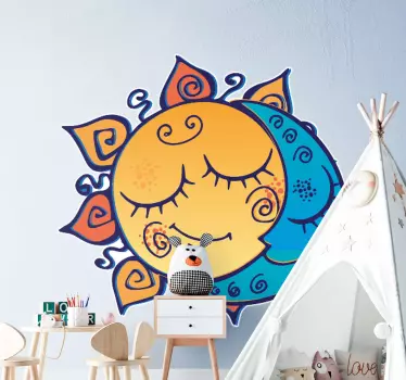 Naljepnica za djecu sunčeva i mjesečeva lica - TenStickers