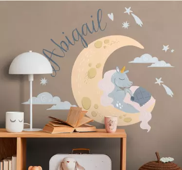 Naljepnica za djecu usnuli jednorog mjesec - TenStickers