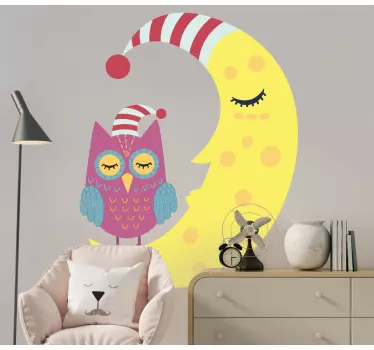 Naljepnica za djecu uspavani sova luna - TenStickers
