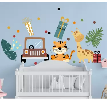Naljepnica za djecu vesela scena safari avanture - TenStickers